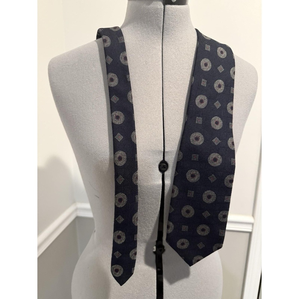 Robert Talbott Studio 100% Silk Textured Geometric Designer Tie Gray Necktie